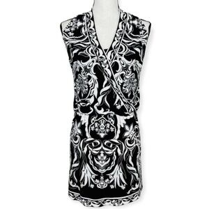 White House Black Market Damask Semi Blouson Dress Extra Small